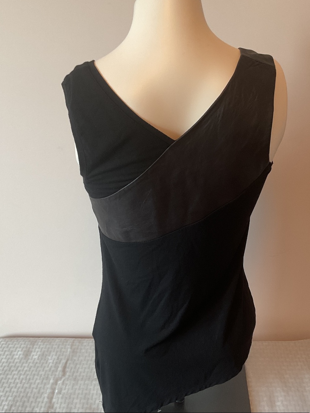 Danier Black Italian Leather-Trim Top - Picture 2 of 8